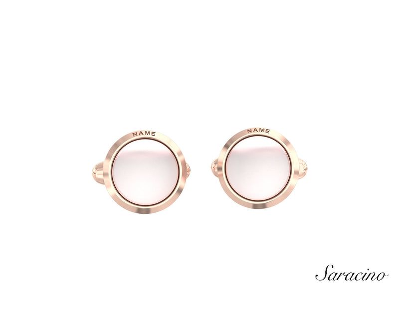 Mother of Pearl Cufflink Rose Gold