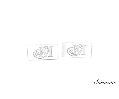 Rectangle Initial Cufflinks White Gold