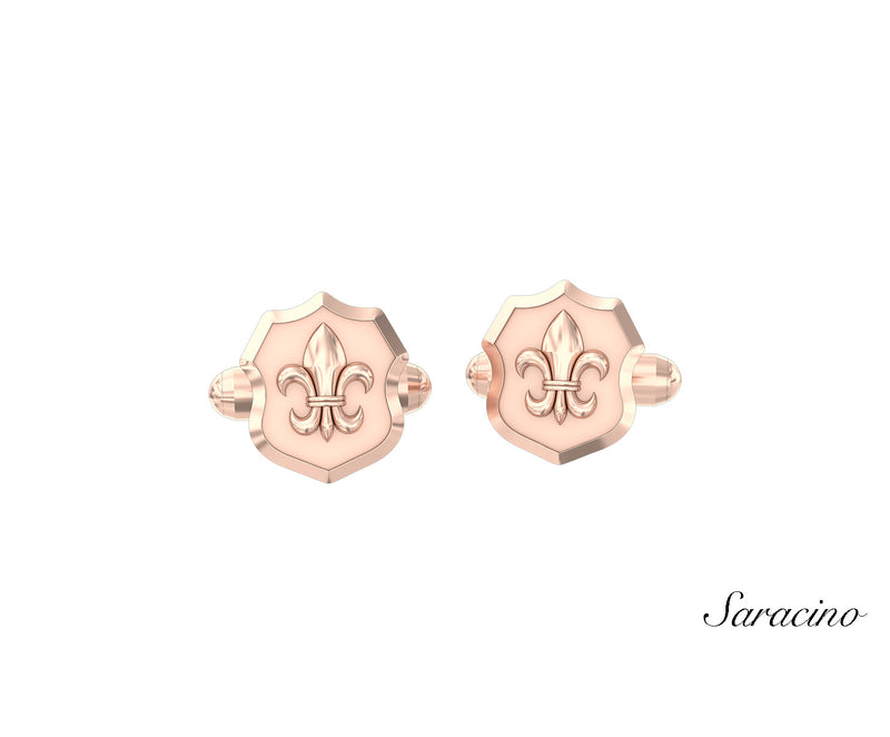 Fleur Shield Cufflinks Rose Gold