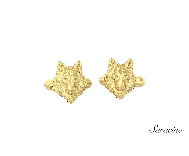 Wolf Cufflinks Yellow Gold