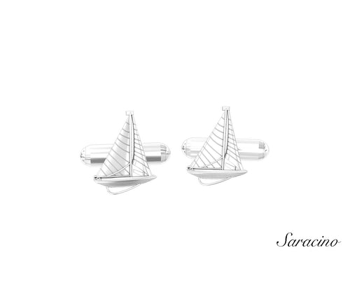 Sailboat Cufflinks White Gold 