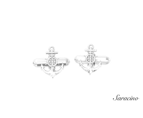 Anchor Cufflinks White Gold