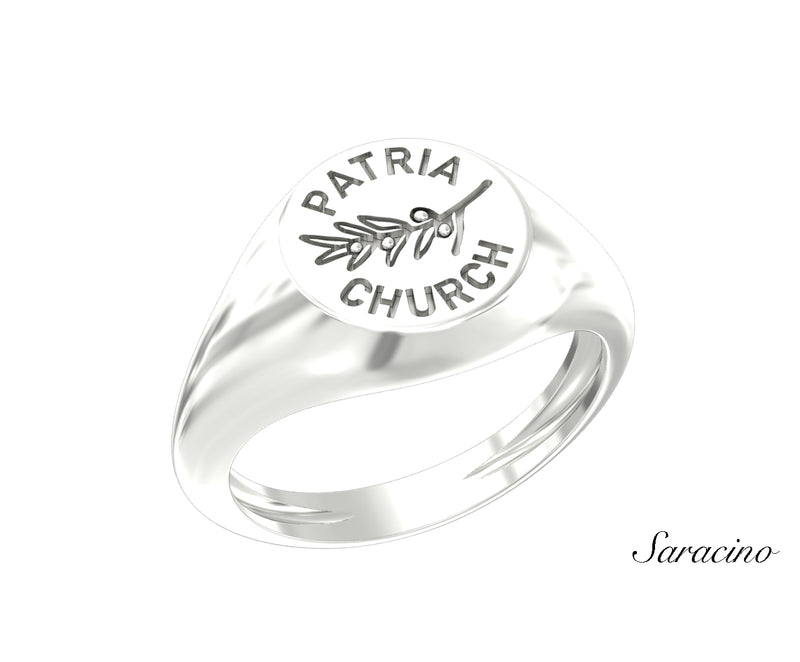 Patria Church Olive Branch Singet Ring White Gold