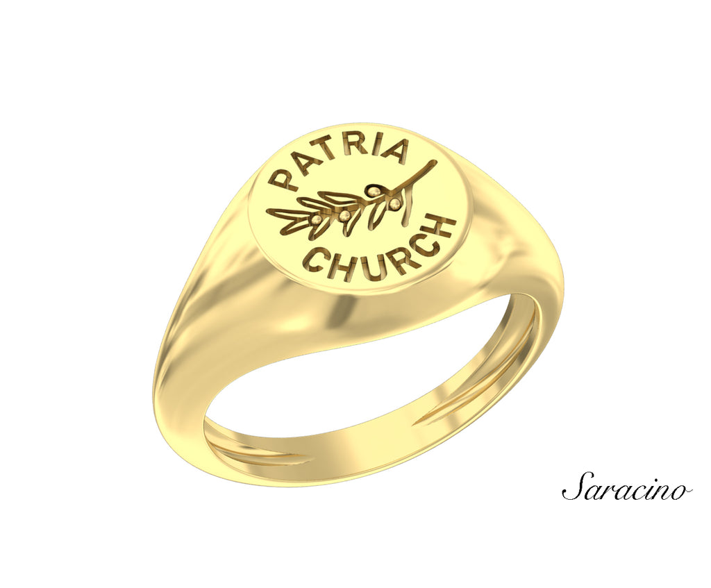 Patria Church Olive Branch Singet Ring Yellow Gold