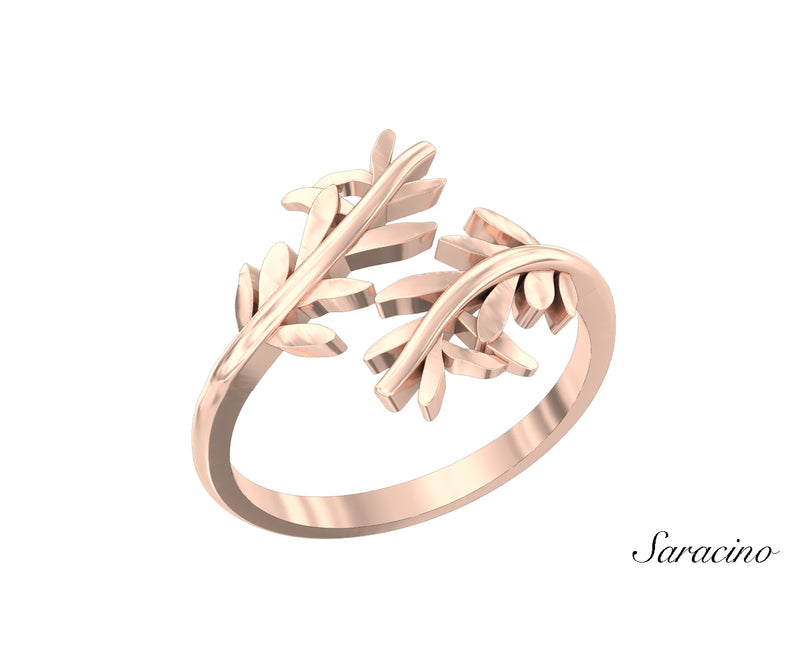 Patria Floating Olive Branch Ring Rose Gold