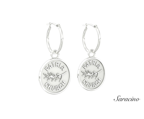 Patria Church Round Huggie Earrings White Gold