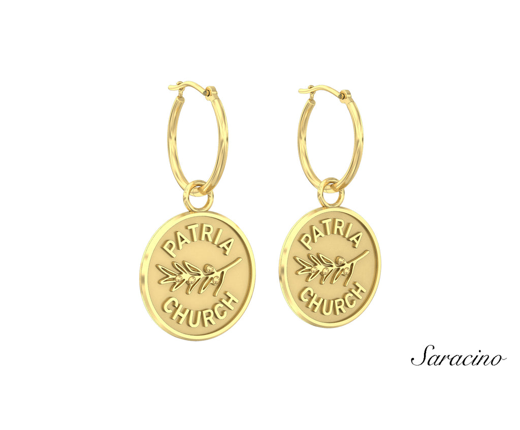 Patria Church Round Huggie Earrings Yellow Gold