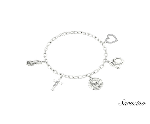 Patria Church Charm Diamond Bracelet White Gold