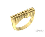 Patria Greek Ring w 3D Letters Yellow Gold