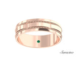 2 Row Beaded Inlay Wedding Band Rose Gold