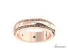 2 Row Beaded Inlay Wedding Band w Bezel Set Diamonds Rose Gold