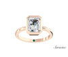 2ct Emerald Cut Diamond Bezel Set Engagement Ring Rose Gold