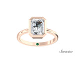 2ct Emerald Cut Diamond Bezel Set Engagement Ring Rose Gold