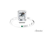 2ct Emerald Cut Diamond Bezel Set Engagement Ring White Gold