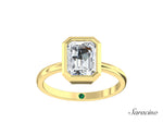 2ct Emerald Cut Diamond Bezel Set Engagement Ring Yellow Gold