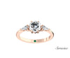 2ct Hexagon Diamond Engagement Ring w Kite Side Diamonds Rose Gold