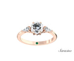 2ct Hexagon Diamond Engagement Ring w Kite Side Diamonds Rose Gold