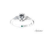 2ct Hexagon Diamond Engagement Ring w Kite Side Diamonds White Gold