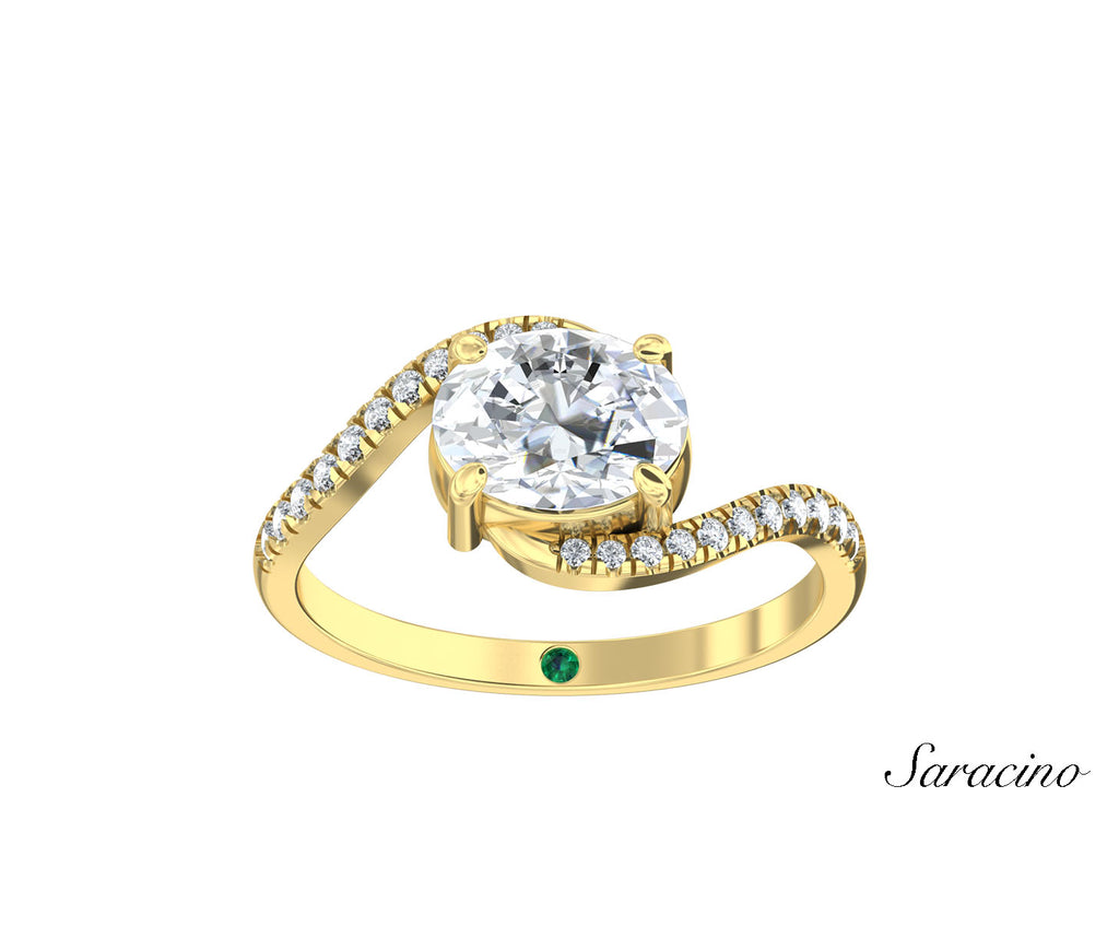 2ct Oval Diamond Engagement Ring Yellow Gold
