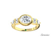 2ct Oval Diamond Engagement Ring w Baguette and Pear Diamond Band Yellow Gold