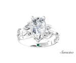 2ct Pear Diamond Engagement Ring w Diamond Leaf Band White Gold