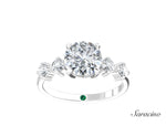 2ct Round Diamond Engagement Ring w Double Diamond Band White Gold 