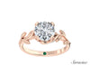 2ct Round Diamond Engagement Ring w Leaf Ring Rose Gold