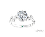 2ct Round Diamond Engagement Ring w Leaf Ring White Gold