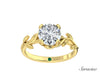 2ct Round Diamond Engagement Ring w Leaf Ring Yellow Gold