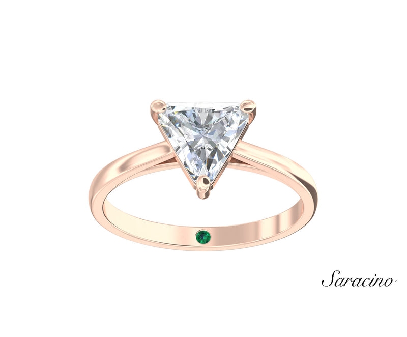 2ct Trillon Cut Diamond Engagement Ring Rose Gold
