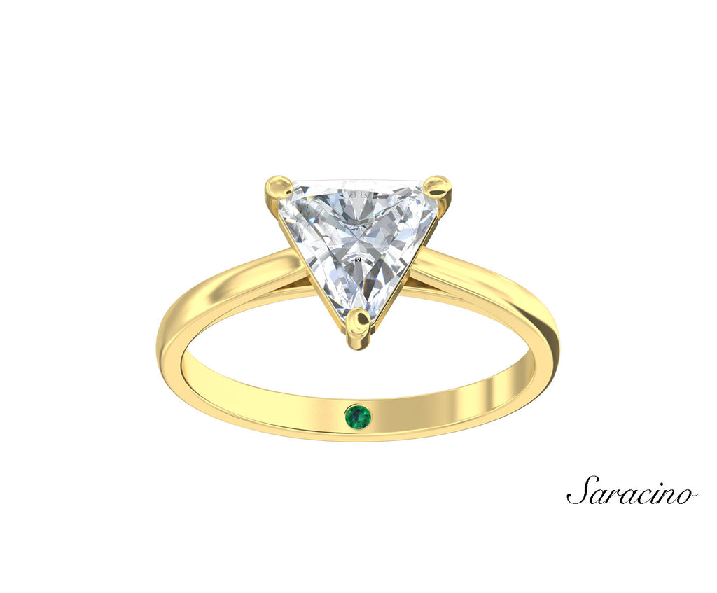 2ct Trillon Cut Diamond Engagement Ring Yellow Gold