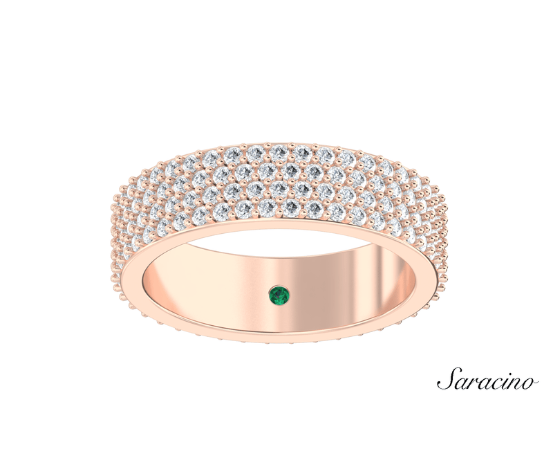 4 Row Diamond Eternity Wedding Band Rose Gold