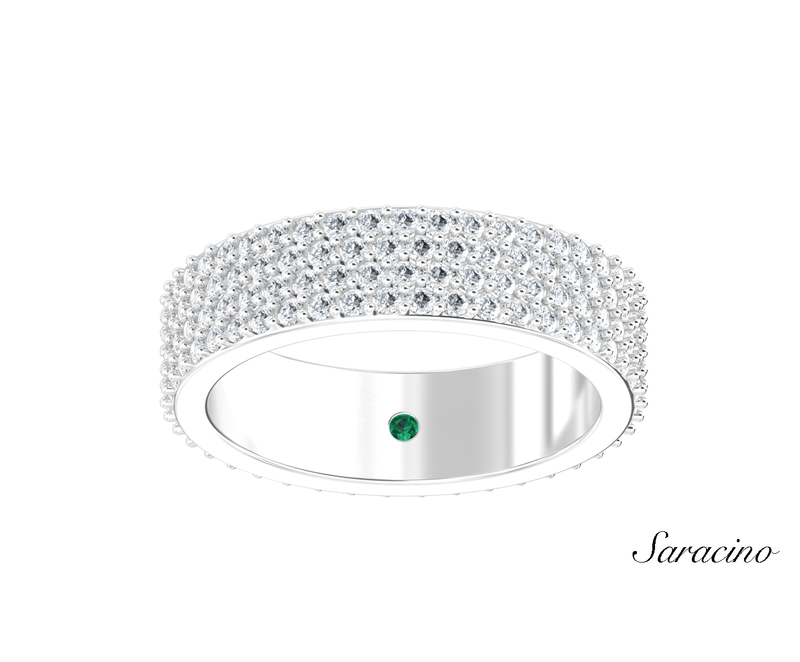 4 Row Diamond Eternity Wedding Band White Gold