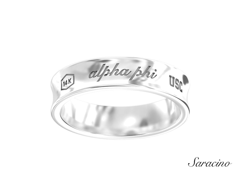 Alpha Phi Concave Ring White Gold