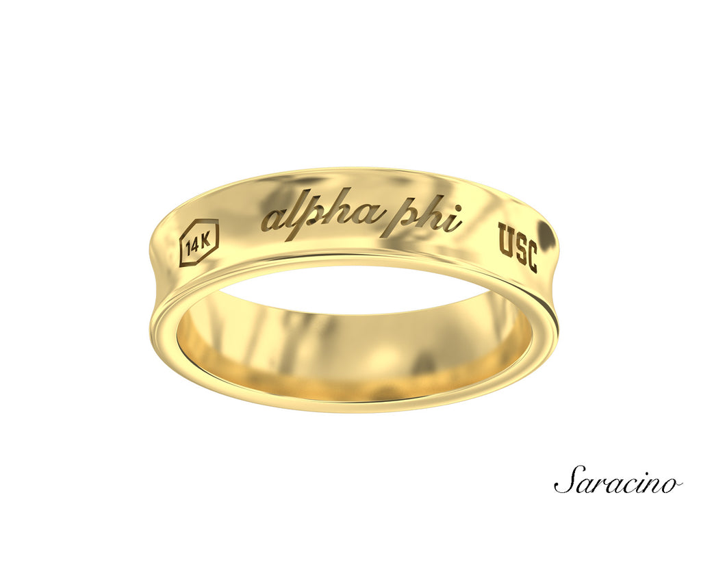 Alpha Phi Concave Ring Yellow Gold