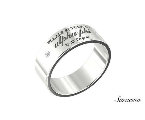 USC Alpha Phi Return Tag Ring White Gold