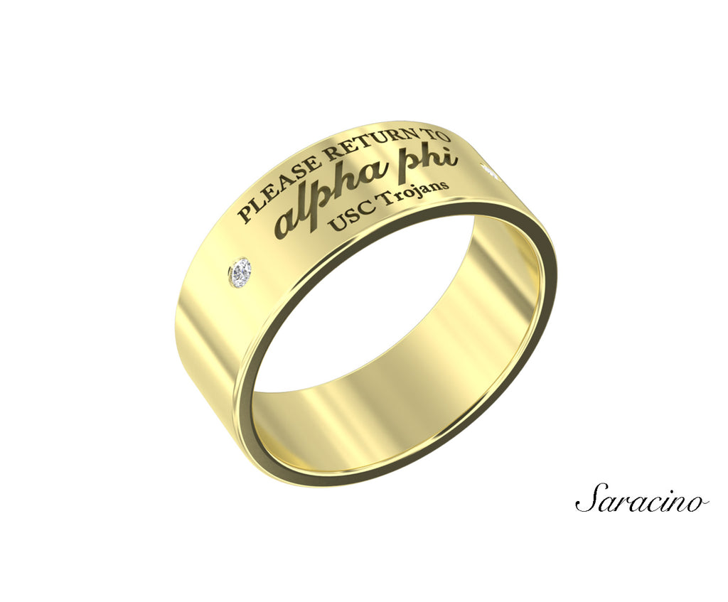 USC Alpha Phi Return Tag Ring Yellow Gold