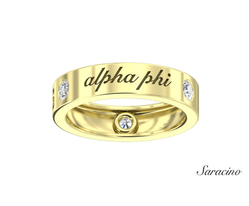 USC Alpha Phi Diamond Ring Yellow Gold