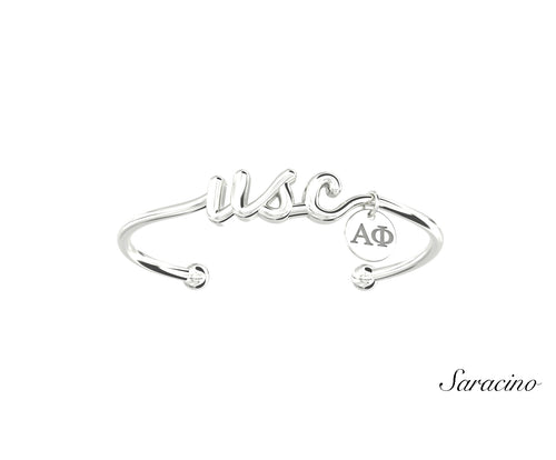 USC Alpha Phi Gold Bangle White Gold