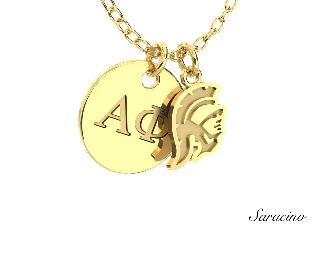 USC Greek Life Coin Necklace Yellow Gold