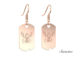 US Navy Dog Tag Earrings Rose Gold