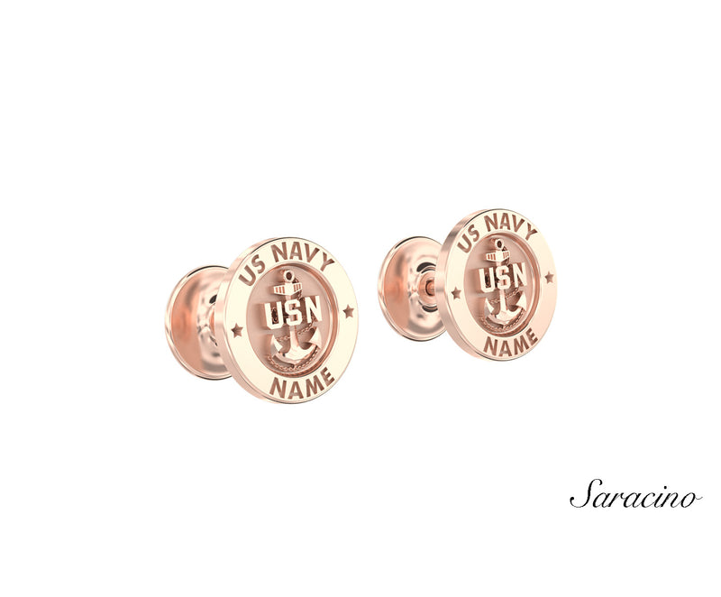 US Navy Custom Anchor Cufflinks Rose Gold