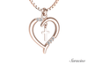 Semi Diamond Heart Pendant w Dangle Cross