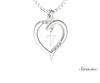 Semi Diamond Heart Pendant w Dangle Cross