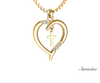 Semi Diamond Heart Pendant w Dangle Cross
