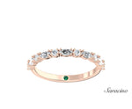Alternating Marquise and Round Diamond Wedding Band Rose Gold