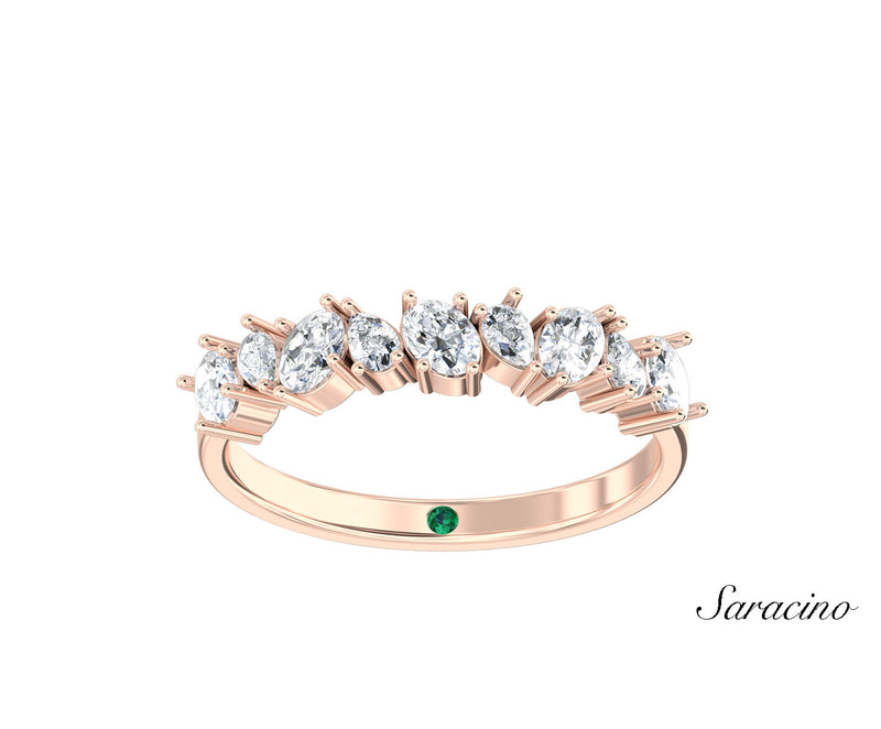 Alternating Pear and Oval Diamond Wedding Band Rose Gold