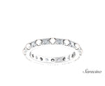 Alternating Pearl and Round Diamond Eternity Wedding Band White Gold