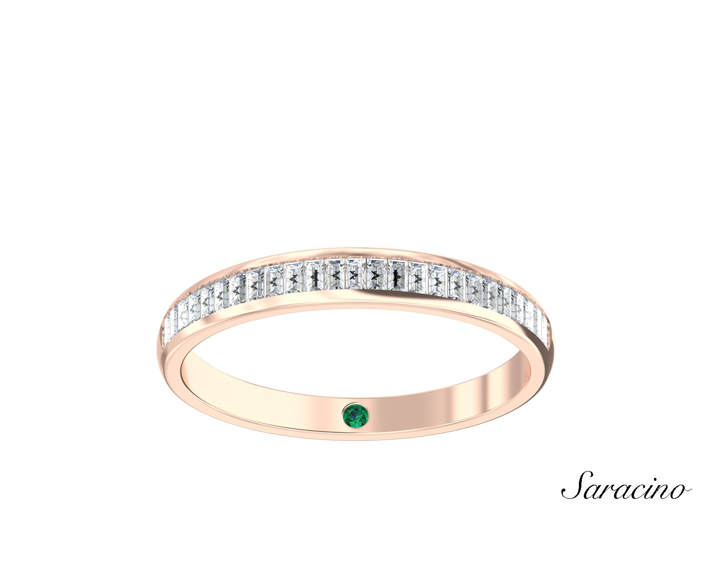 Baguette Diamond Half Eternity Wedding Band Rose Gold