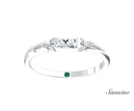 Baguette Diamond Wedding Band w Triple Side Stones